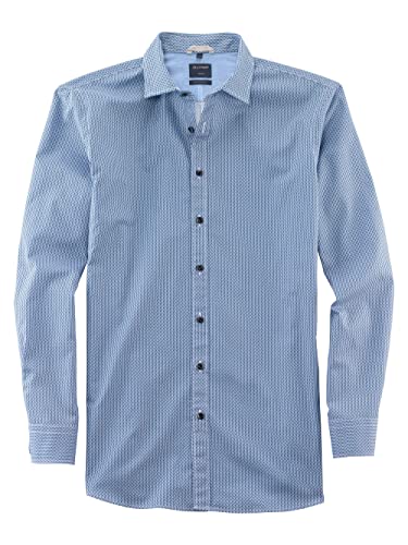 OLYMP Herren Freizeithemd Langarm Casual,Digitaldruck auf Uni,modern fit,Kent-Kragen,blau 15,L von OLYMP