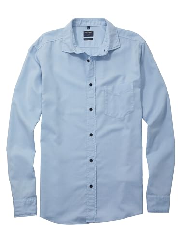OLYMP Herren Freizeithemd Langarm Casual,Dyewasher Weaving,Regular fit,Kent-Kragen,hellblau 10,XL von OLYMP
