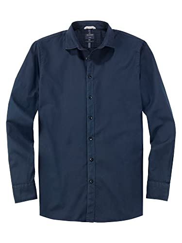 OLYMP Herren Freizeithemd Langarm Casual,Dyewasher Weaving,modern fit,Kent-Kragen,Marine 18,M von OLYMP