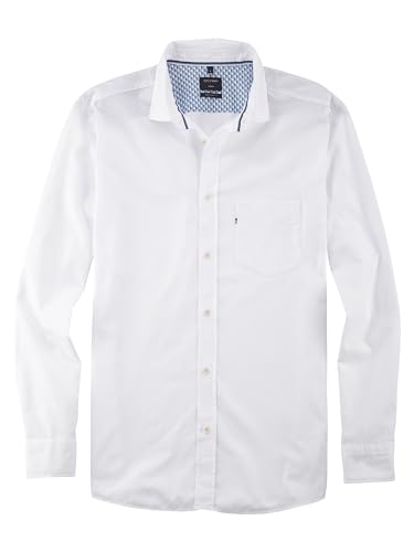 OLYMP Herren Freizeithemd Langarm Casual,Einfarbig,Regular fit,Kent-Kragen,Weiss 00,3XL von OLYMP