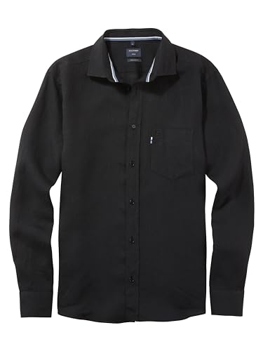 OLYMP Herren Freizeithemd Langarm Casual,Einfarbig,Regular fit,Kent-Kragen,schwarz 68,L von OLYMP