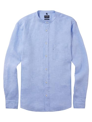 OLYMP Herren Freizeithemd Langarm Casual,Einfarbig,Regular fit,Stehkragen,bleu 11,S von OLYMP