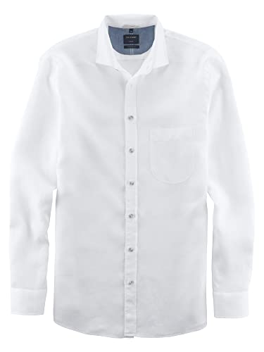 OLYMP Herren Freizeithemd Langarm Casual,Einfarbig,modern fit,Kent-Kragen,Weiss 00,L von OLYMP