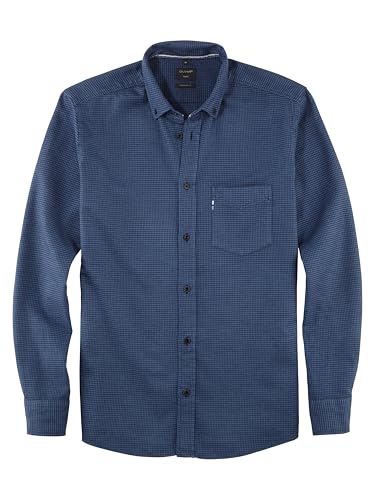 OLYMP Herren Freizeithemd Langarm Casual,Faux Uni,059 Casual 22,04 Button-Down-Kragen,Marine 18,L von OLYMP