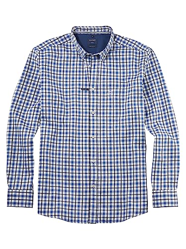 OLYMP Herren Freizeithemd Langarm Casual,Kariert,Regular fit,Button-Down-Kragen,Marine 18,L von OLYMP