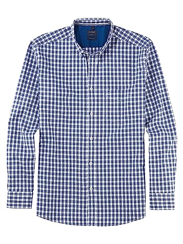 OLYMP Herren Freizeithemd Langarm Casual,Kariert,Regular fit,Button-Down-Kragen,Weiss 00,L von OLYMP