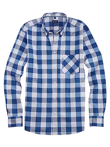 OLYMP Herren Freizeithemd Langarm Casual,Kariert,Regular fit,Button-Down-Kragen,blau 15,S von OLYMP