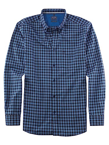 OLYMP Herren Freizeithemd Langarm Casual,Kariert,Regular fit,Button-Down-Kragen,schwarz 68,3XL von OLYMP