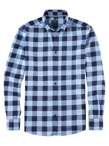 OLYMP Herren Freizeithemd Langarm Casual,Karo,059 Casual 22,04 Button-Down-Kragen,bleu 11,M von OLYMP
