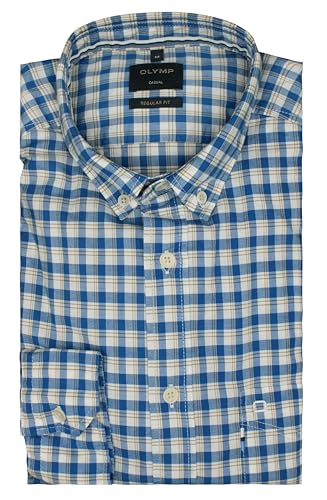 OLYMP Herren Freizeithemd Langarm Casual,Oxfort,Regular fit,Button-Down-Kragen,bleu 11,3XL von OLYMP