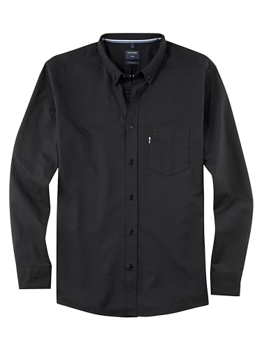 OLYMP Herren Freizeithemd Langarm Casual,Oxfort,Regular fit,Button-Down-Kragen,schwarz 68,3XL von OLYMP