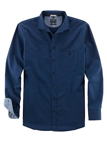 OLYMP Herren Freizeithemd Langarm Casual,Oxfort,modern fit,Kent-Kragen,Marine 18,L von OLYMP