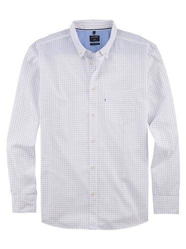 OLYMP Herren Freizeithemd Langarm Casual,Rotationsdruck,Regular fit,Button-Down-Kragen,Weiss 00,3XL von OLYMP