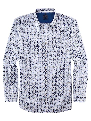 OLYMP Herren Freizeithemd Langarm Casual,Rotationsdruck,Regular fit,Kent-Kragen,Weiss 00,M von OLYMP