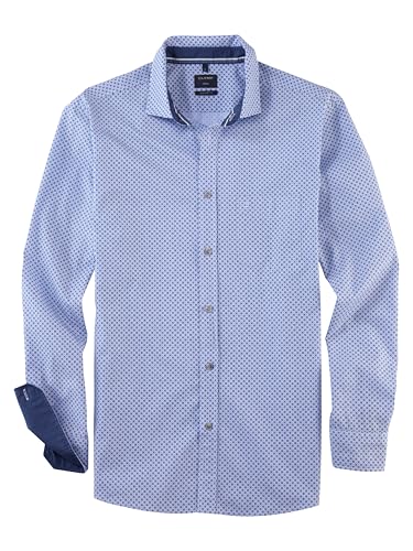 OLYMP Herren Freizeithemd Langarm Casual,Rotationsdruck auf Streifen,059 Casual 22,01 Kent-Kragen,bleu 11,XXL von OLYMP