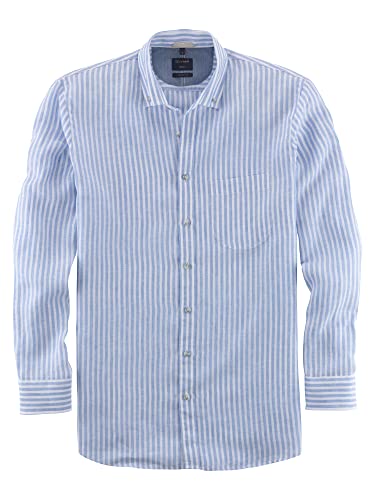 OLYMP Herren Freizeithemd Langarm Casual,Streifen Weissfond,modern fit,Button-Down-Kragen,bleu 11,M von OLYMP