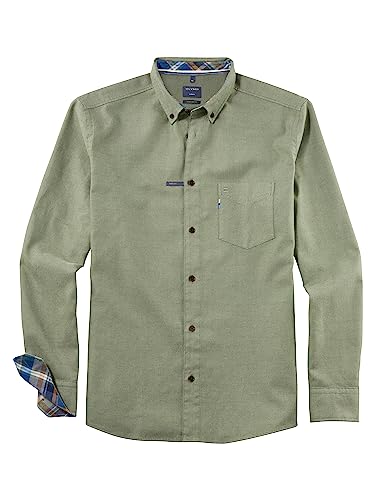 OLYMP Herren Freizeithemd Langarm Casual,Twill,Regular fit,Button-Down-Kragen,grün 45,S von OLYMP