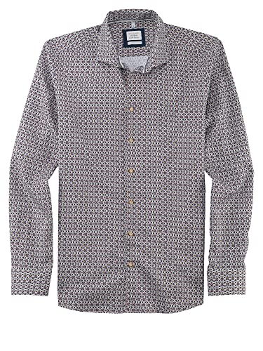 OLYMP Herren Freizeithemd Langarm Level Five Smart Casual,Digitaldruck auf Uni,Body fit,Kent-Kragen,Fuchsia 95,L von OLYMP
