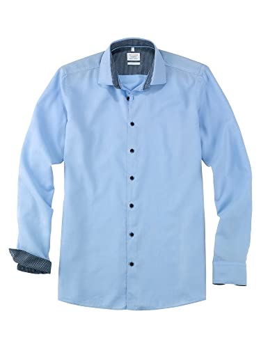 OLYMP Herren Freizeithemd Langarm Level Five Smart Casual,Dyewasher Weaving,Body fit,Kent-Kragen,bleu 11,S von OLYMP