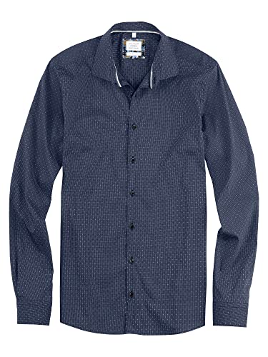 OLYMP Herren Freizeithemd Langarm Level Five Smart Casual,Einfarbig,Body fit,Kent-Kragen,Marine 18,XXL von OLYMP