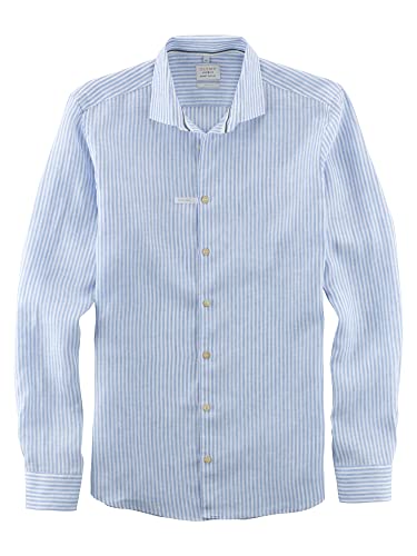 OLYMP Herren Freizeithemd Langarm Level Five Smart Casual,Streifen Weissfond,Body fit,Kent-Kragen,bleu 11,S von OLYMP