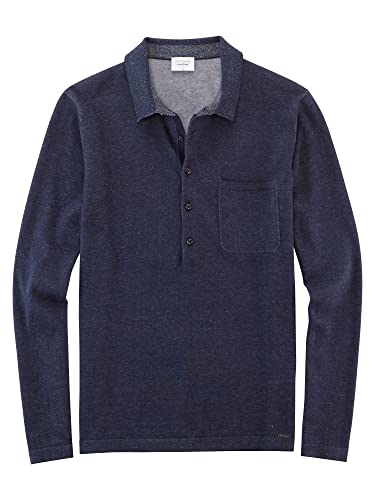 OLYMP Herren Freizeithemd Langarm Level Five Strick,Uni,Body fit,Marine 18,M von OLYMP