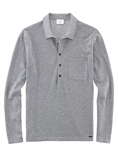 OLYMP Herren Freizeithemd Langarm Level Five Strick,Uni,Body fit,Silbergrau 63,S von OLYMP