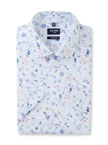 OLYMP Herren Oberhemd Kurzarm Luxor,Digitaldruck auf Uni,465 Modern Fit 20,19 Global Kent,Weiss 00,40 OLYMP Herren Oberhemd Kurzarm Luxor,Digitaldruck auf Uni,465 Modern Fit 20,19 Global Kent,Weiss 00,40 von OLYMP