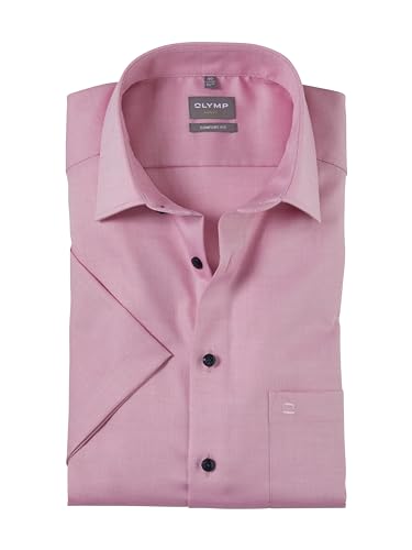 OLYMP Herren Oberhemd Kurzarm Luxor,Einfarbig,Comfort fit,New Kent,Rose 30,47 von OLYMP