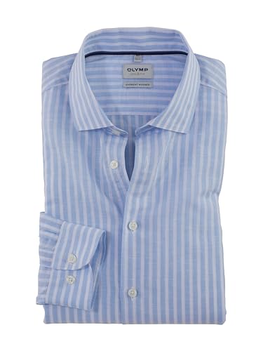 OLYMP Herren Oberhemd Langarm Level Five,Block Streifen,Body fit,Kent-Kragen,bleu 11,40 von OLYMP