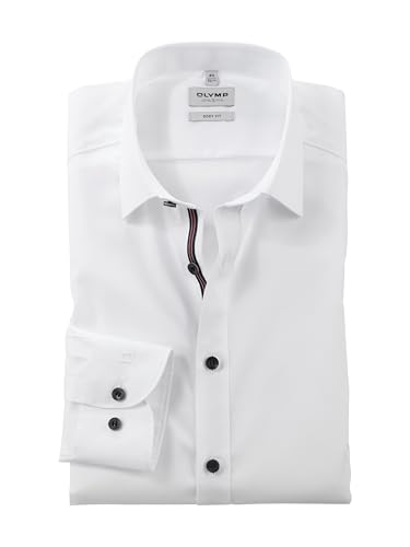 OLYMP Herren Oberhemd Langarm Level Five,Chambray,Level 5,21 New York Kent-2,Weiss 00,41 von OLYMP