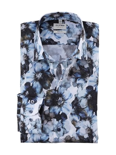 OLYMP Herren Oberhemd Langarm Level Five,Digitaldruck auf Uni,366 Level 5 Body fit (15.05.2015 - F16),21 New York Kent-2,bleu 11,41 von OLYMP