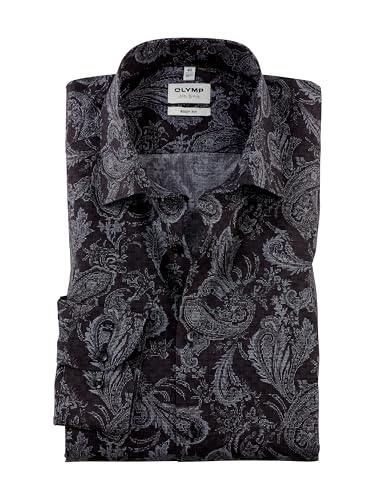 OLYMP Herren Oberhemd Langarm Level Five,Digitaldruck auf Uni,Level 5,21 New York Kent-2,Graphit 69,46 von OLYMP