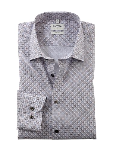 OLYMP Herren Oberhemd Langarm Level Five,Digitaldruck auf Uni,Level 5,21 New York Kent-2,braun 28,39 von OLYMP