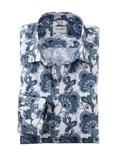 OLYMP Herren Oberhemd Langarm Level Five,Digitaldruck auf p/d Dobby,Level 5,21 New York Kent-2,bleu 11,40 von OLYMP