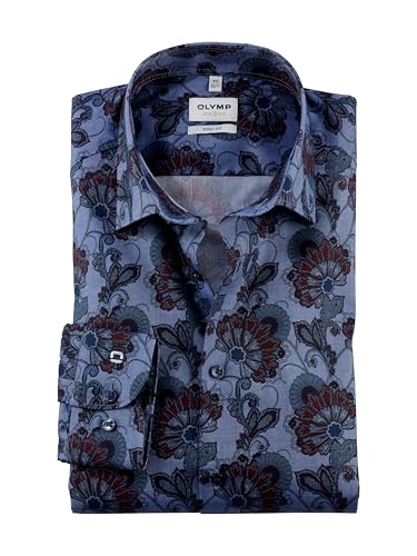 OLYMP Herren Oberhemd Langarm Level Five,Digitaldruck auf p/d Dobby,Level 5,21 New York Kent-2,Rauchblau 13,43 von OLYMP
