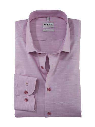 OLYMP Herren Oberhemd Langarm Level Five,Einfarbig,Body fit,Modern Kent,Mauve 93,38 von OLYMP