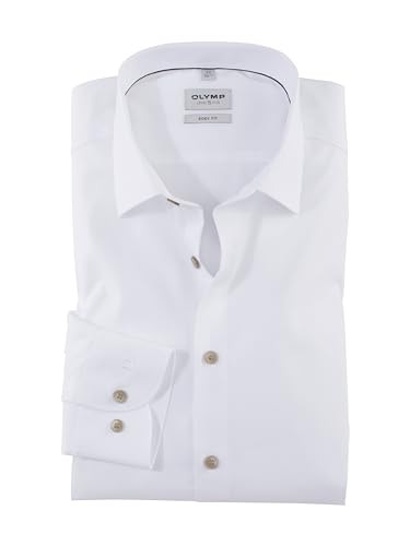 OLYMP Herren Businesshemd Langarm Level.Five.Body.fit,Einfarbig,Body fit,New York Kent-2,Weiss 00,42 von OLYMP