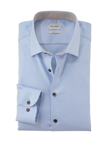 OLYMP Herren Oberhemd Langarm Level Five,Faux Uni,366 Level 5 Body fit (15.05.2015 - F16),21 New York Kent-2,bleu 11,40 von OLYMP