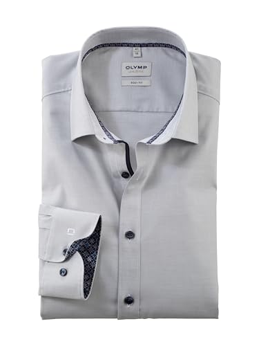 OLYMP Herren Oberhemd Langarm Level Five,Pin Point,Level 5,21 New York Kent-2,kitt 75,38 von OLYMP
