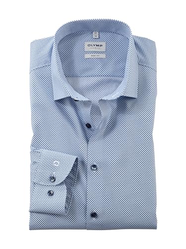 OLYMP Herren Oberhemd Langarm Level Five,Rotationsdruck auf Uni,Level 5,22 Modern Kent,bleu 11,38 von OLYMP