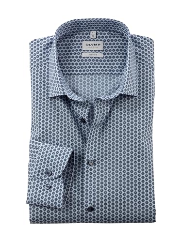 OLYMP Herren Oberhemd Langarm Level Five,Rotationsdruck auf Uni,Level 5,22 Modern Kent,bleu 11,43 von OLYMP