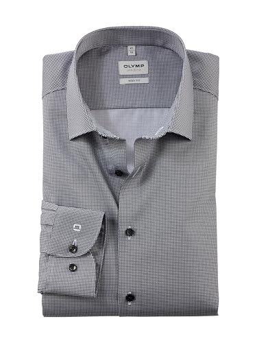 OLYMP Herren Oberhemd Langarm Level Five,Rotationsdruck auf y/d Dobby,Level 5,21 New York Kent-2,schwarz 68,44 von OLYMP