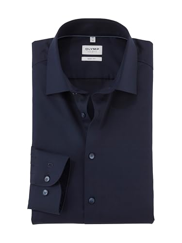 OLYMP Herren Oberhemd Langarm Level Five,Satin,366 Level 5 Body fit (15.05.2015 - F16),21 New York Kent-2,Kobalt 08,39 von OLYMP