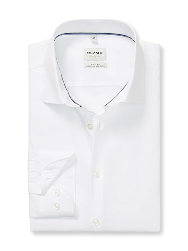 OLYMP Herren Oberhemd Langarm Level Five,Uni,366 Level 5 Body fit (15.05.2015 - F16),21 New York Kent-2,Weiss 00,40 von OLYMP