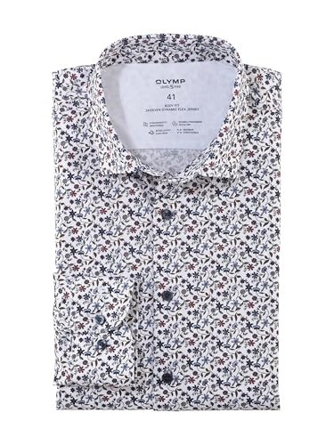 OLYMP Herren Oberhemd Langarm Level Five 24/Seven,Digitalprint auf Jersey,24/7 - Level 5,18 New York Kent,Oliv 47,39 von OLYMP