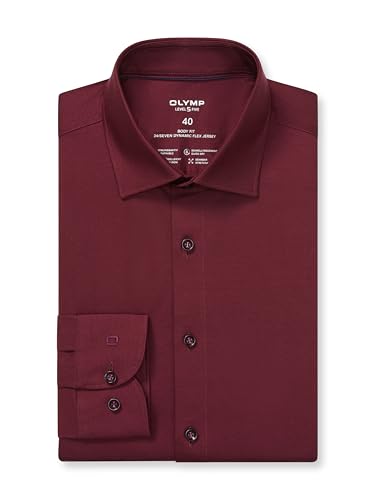 OLYMP Herren Oberhemd Langarm Level Five 24/Seven,Single Jersey,462 Level-5-Jerseyshirt-03,18 New York Kent,Chianti 38,39 von OLYMP