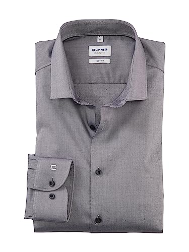 OLYMP Herren Oberhemd Langarm Level.Five.Body.fit,Twill,Body fit,Modern Kent,Graphit 69,43 von OLYMP