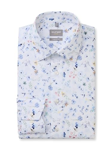 OLYMP Herren Oberhemd Langarm Luxor,Digitaldruck auf Uni,466 Comfort Fit 20,13 New Kent,Weiss 00,43 von OLYMP