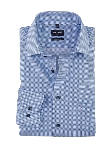 OLYMP Herren Oberhemd Langarm Luxor,Digitaldruck auf Uni,modern fit,Global Kent,bleu 11,44 von OLYMP